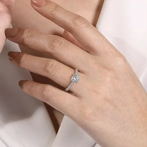 GABRIEL CO Emberlyn 14K White Gold Round Diamond Engagement Ring Setting Only Rings