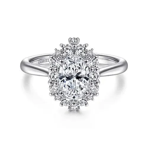 GABRIEL CO Jada 14K White Gold Oval Halo Diamond Engagement Ring Setting Only Rings