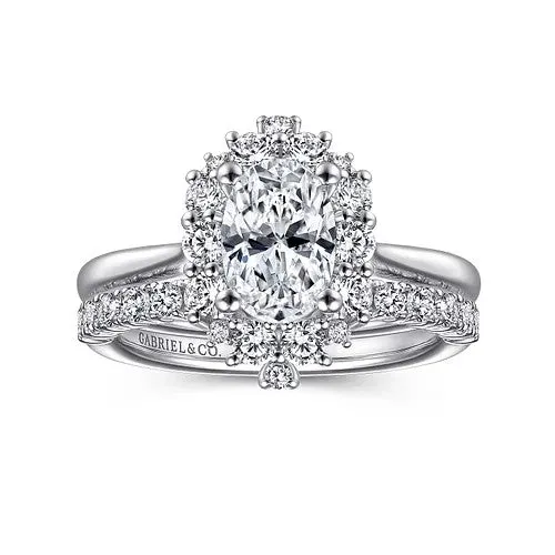 GABRIEL CO Jada 14K White Gold Oval Halo Diamond Engagement Ring Setting Only Rings GABRIEL CO Jada 14K White Gold Oval Halo Diamond Engagement Ring Setting Only Rings
