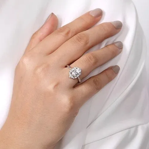 GABRIEL CO Jada 14K White Gold Oval Halo Diamond Engagement Ring Setting Only Rings GABRIEL CO Jada 14K White Gold Oval Halo Diamond Engagement Ring Setting Only Rings