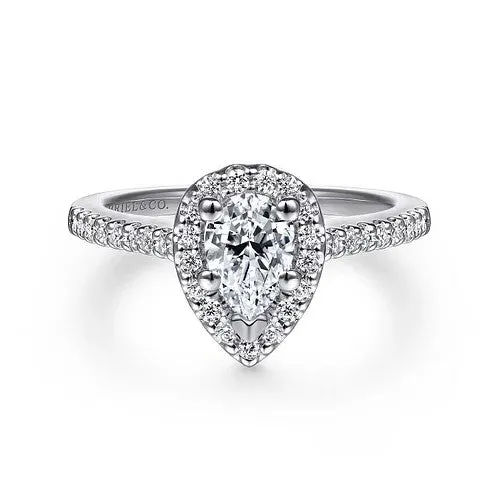 GABRIEL CO Paige 14K White Gold Pear Shape Halo Diamond Engagement Ring Setting Only Rings GABRIEL CO Paige 14K White Gold Pear Shape Halo Diamond Engagement Ring Setting Only Rings