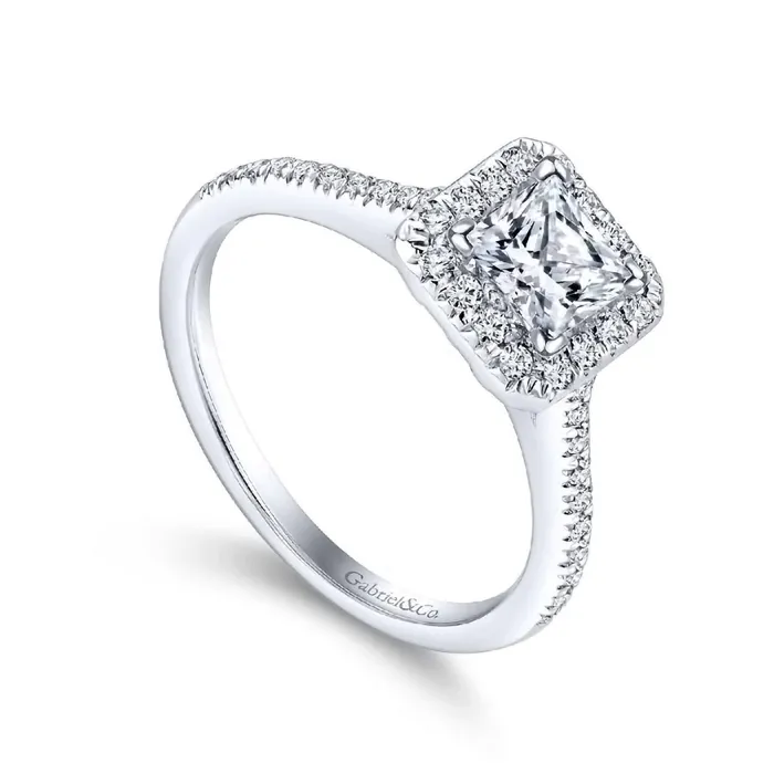 GABRIEL CO Patience 14K White Gold Princess Halo Diamond Engagement Ring Rings GABRIEL CO Patience 14K White Gold Princess Halo Diamond Engagement Ring Rings