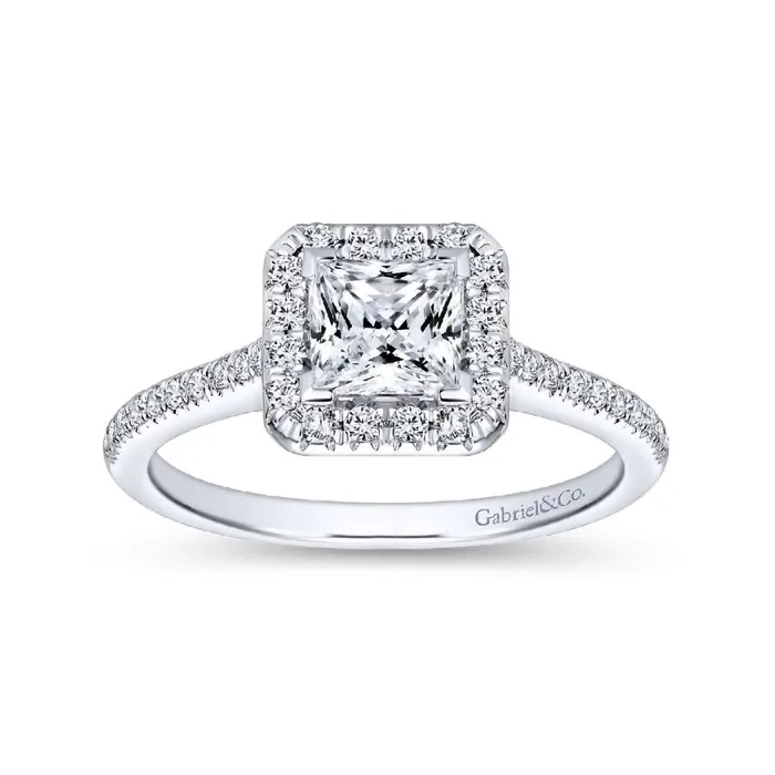 GABRIEL CO Patience 14K White Gold Princess Halo Diamond Engagement Ring Rings GABRIEL CO Patience 14K White Gold Princess Halo Diamond Engagement Ring Rings