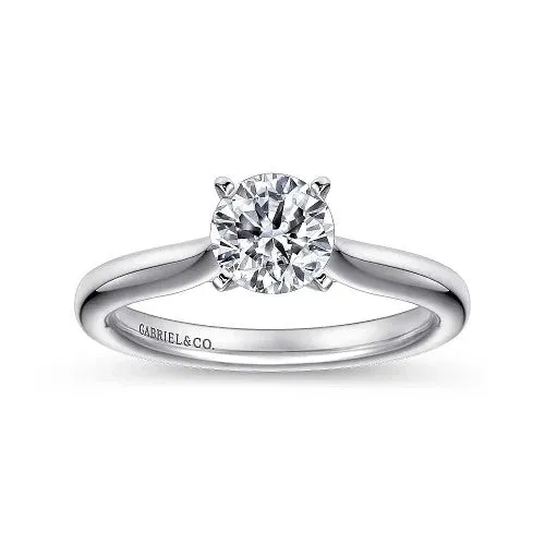 GABRIEL CO Rings 14K White Gold Round Diamond Engagement Ring