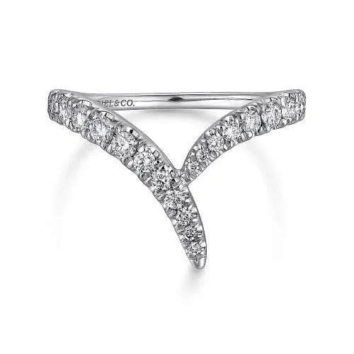 GABRIEL CO Rings 14K White Gold V Shaped Bypass Diamond Ring