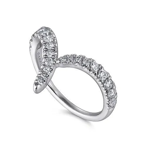 GABRIEL CO Rings 14K White Gold V Shaped Bypass Diamond Ring