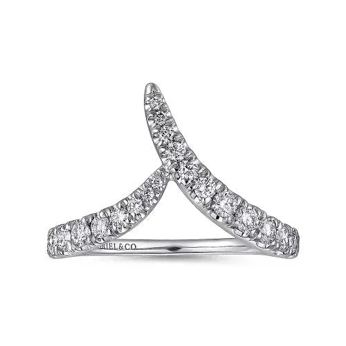 GABRIEL CO Rings 14K White Gold V Shaped Bypass Diamond Ring