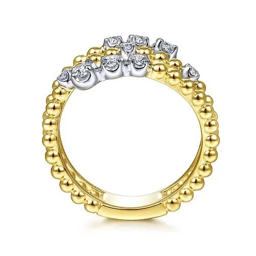 GABRIEL CO Rings 14K WhiteYellow Gold Bujukan and Diamond Open Bypass Wrap Ring GABRIEL CO Rings 14K WhiteYellow Gold Bujukan and Diamond Open Bypass Wrap Ring