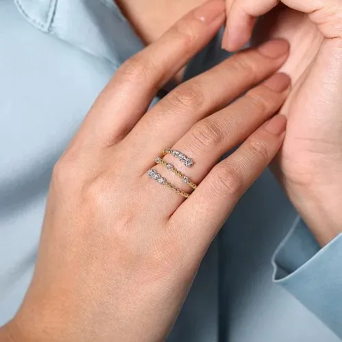 GABRIEL CO Rings 14K WhiteYellow Gold Bujukan and Diamond Open Bypass Wrap Ring GABRIEL CO Rings 14K WhiteYellow Gold Bujukan and Diamond Open Bypass Wrap Ring