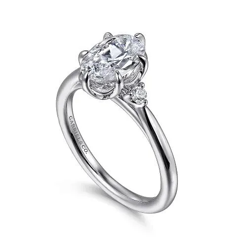 GABRIEL CO Rings Blaise 14K White Gold Oval Three Stone Diamond Engagement Ring Setting Only GABRIEL CO Rings Blaise 14K White Gold Oval Three Stone Diamond Engagement Ring Setting Only