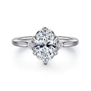 GABRIEL CO Rings Blaise 14K White Gold Oval Three Stone Diamond Engagement Ring Setting Only GABRIEL CO Rings Blaise 14K White Gold Oval Three Stone Diamond Engagement Ring Setting Only