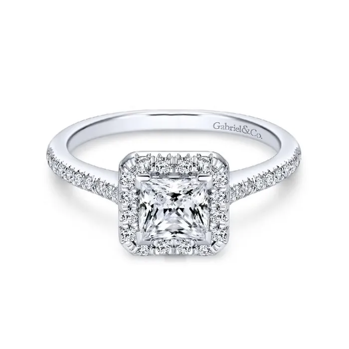 GABRIEL CO Rings Patience 14K White Gold Princess Halo Diamond Engagement Ring GABRIEL CO Rings Patience 14K White Gold Princess Halo Diamond Engagement Ring