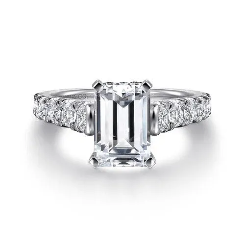 GABRIEL CO Rings Piper 14K White Gold Emerald Cut Diamond Engagement Ring Setting Only GABRIEL CO Rings Piper 14K White Gold Emerald Cut Diamond Engagement Ring Setting Only
