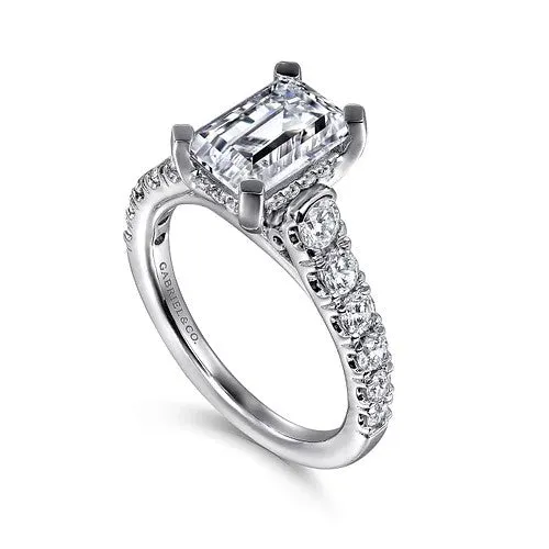 GABRIEL CO Rings Piper 14K White Gold Emerald Cut Diamond Engagement Ring Setting Only GABRIEL CO Rings Piper 14K White Gold Emerald Cut Diamond Engagement Ring Setting Only