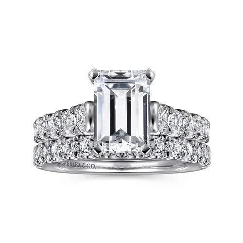 GABRIEL CO Rings Piper 14K White Gold Emerald Cut Diamond Engagement Ring Setting Only GABRIEL CO Rings Piper 14K White Gold Emerald Cut Diamond Engagement Ring Setting Only