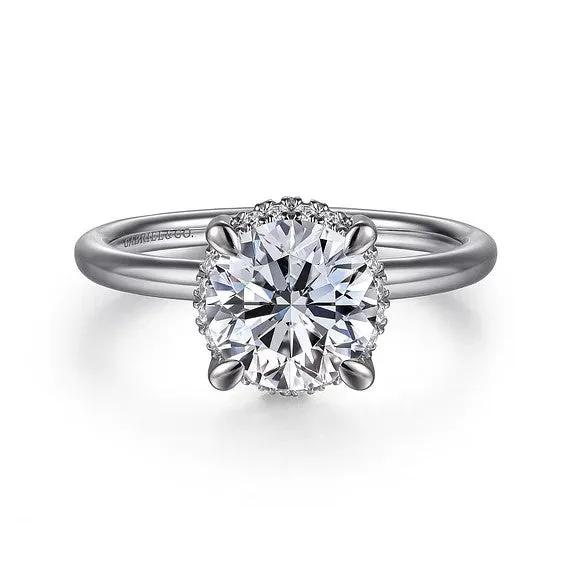 GABRIEL CO Rings Seattle 14K White Gold Round Hidden Halo Diamond Engagement Ring Setting Only GABRIEL CO Rings Seattle 14K White Gold Round Hidden Halo Diamond Engagement Ring Setting Only