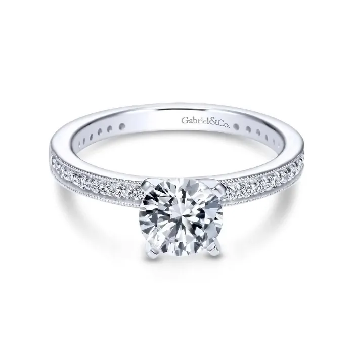 GABRIEL CO Rings White Gold Diamond Semi Mount Engagement Ring