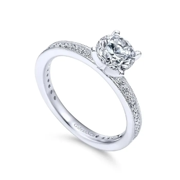 GABRIEL CO Rings White Gold Diamond Semi Mount Engagement Ring