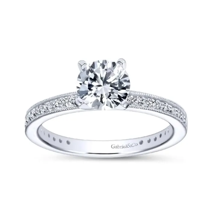 GABRIEL CO Rings White Gold Diamond Semi Mount Engagement Ring