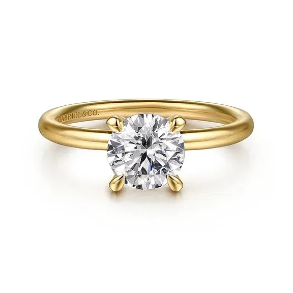 GABRIEL CO Tiana 14K Yellow Gold Round Solitaire Diamond Engagement Ring Setting Only Rings GABRIEL CO Tiana 14K Yellow Gold Round Solitaire Diamond Engagement Ring Setting Only Rings