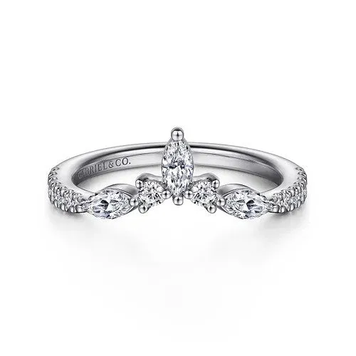 GABRIEL CO Tulsie Curved 14K White Gold Marquise and Round Diamond Anniversary Band Rings GABRIEL CO Tulsie Curved 14K White Gold Marquise and Round Diamond Anniversary Band Rings