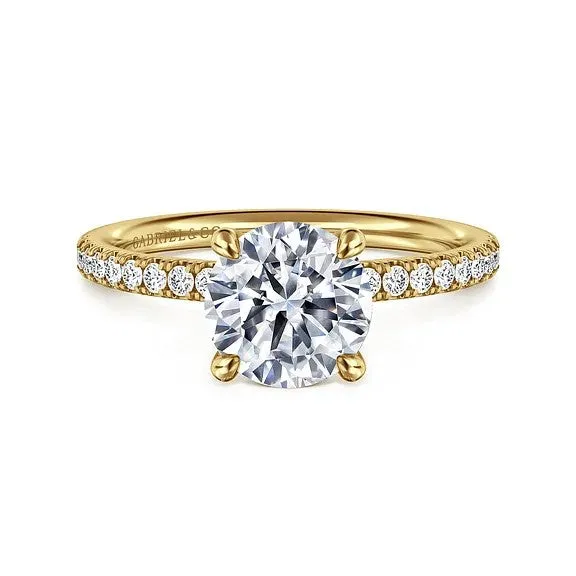 GABRIEL CO Twain 14K Yellow Gold Round Diamond Engagement Ring Setting Only Rings GABRIEL CO Twain 14K Yellow Gold Round Diamond Engagement Ring Setting Only Rings