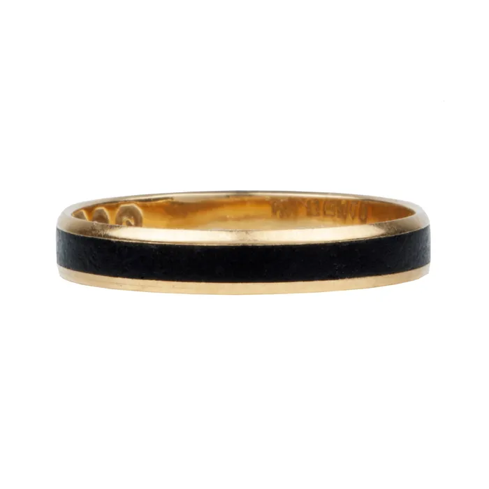 Georgian era black enamel band Bell Bird Antiques Rings