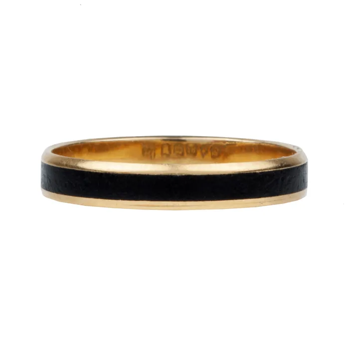 Georgian era black enamel band Bell Bird Antiques Rings