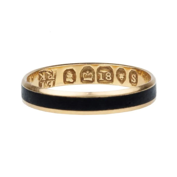 Georgian era black enamel band Bell Bird Antiques Rings