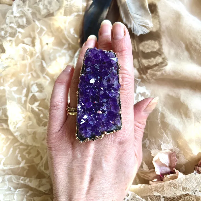 Giardinoblu Rings Amethyst Big Druzy Ring Unique Piece 