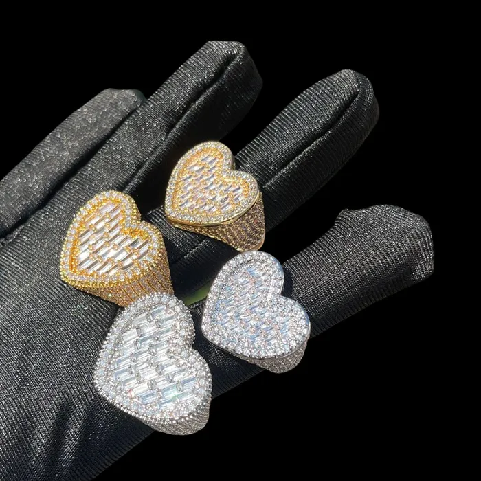 HEART N DIAMOND Heart Iced Out Tennis Diamond Ring Rings