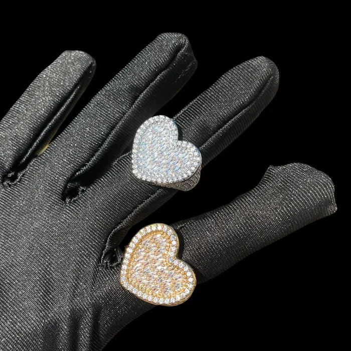 HEART N DIAMOND Heart Iced Out Tennis Diamond Ring Rings