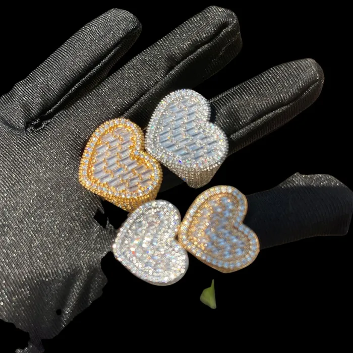 HEART N DIAMOND Heart Iced Out Tennis Diamond Ring Rings
