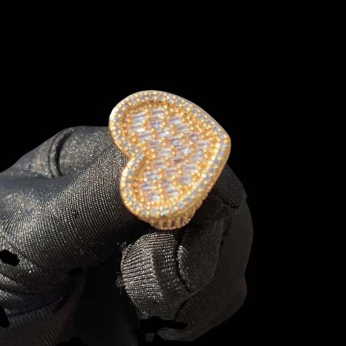 HEART N DIAMOND Heart Iced Out Tennis Diamond Ring Rings