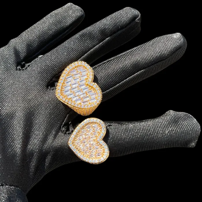 HEART N DIAMOND Heart Iced Out Tennis Diamond Ring Rings
