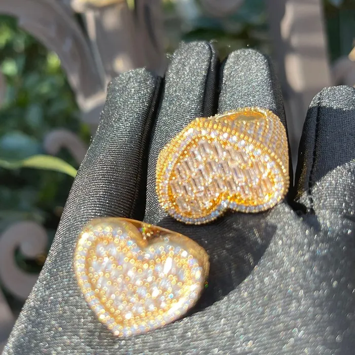HEART N DIAMOND Heart Iced Out Tennis Diamond Ring Rings
