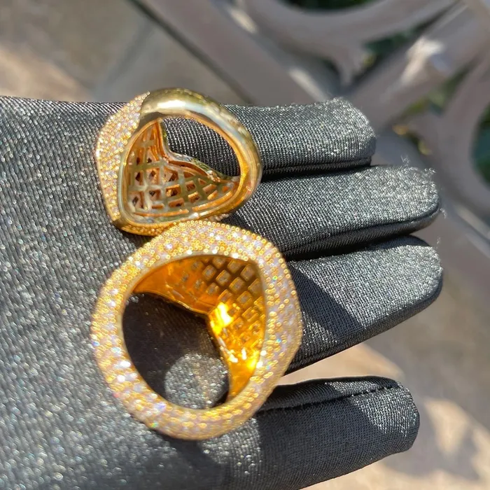 HEART N DIAMOND Heart Iced Out Tennis Diamond Ring Rings