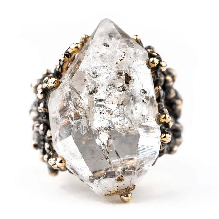 Herkimer Diamond Ring One of a Kind Giardinoblu Rings