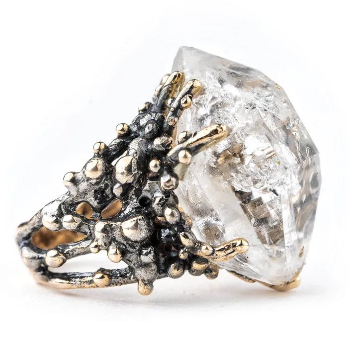 Herkimer Diamond Ring One of a Kind Giardinoblu Rings