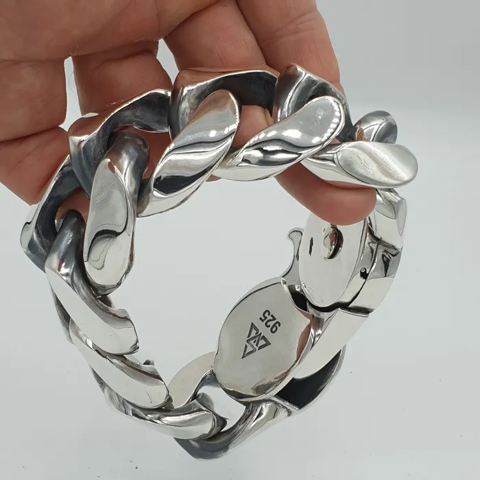 Huge Lobster Clasp Oval Cuban 35mm Wide silverwow Rings