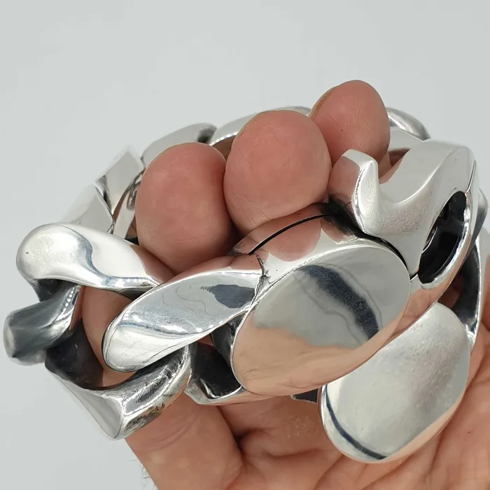 Huge Lobster Clasp Oval Cuban 35mm Wide silverwow Rings
