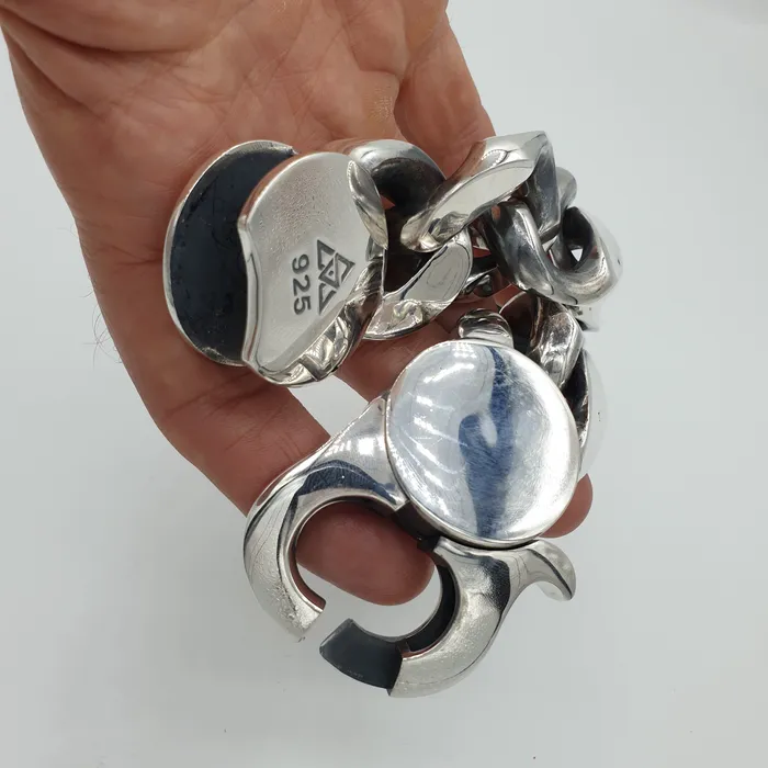Huge Lobster Clasp Oval Cuban 35mm Wide silverwow Rings