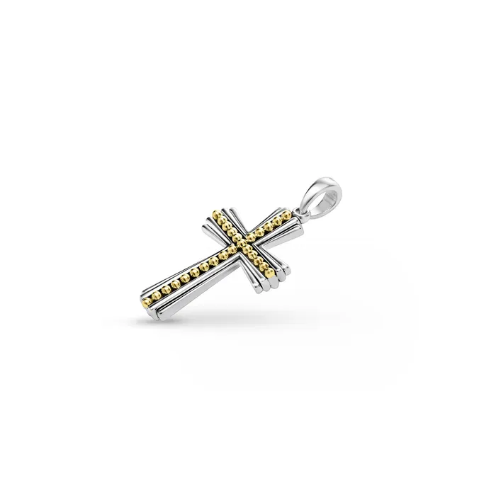 LAGOS Anthem TwoTone Caviar Beaded Cross Amulet Rings