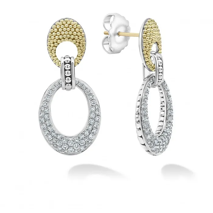 LAGOS Caviar Lux Caviar Oval Diamond Drop Earrings Earrings