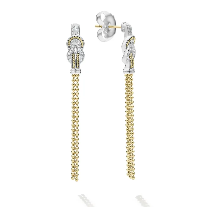 LAGOS Newport TwoTone Knot Diamond Tassel Earring Earrings