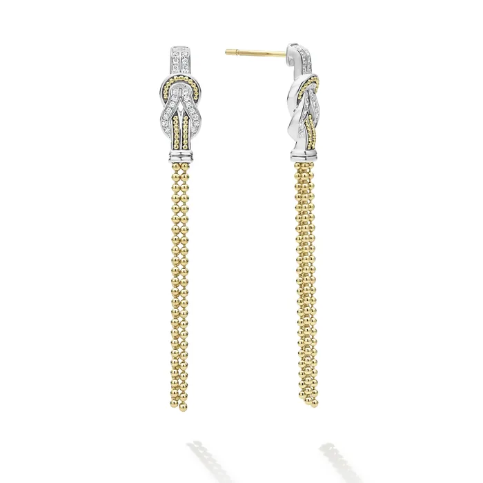 LAGOS Newport TwoTone Knot Diamond Tassel Earring Earrings