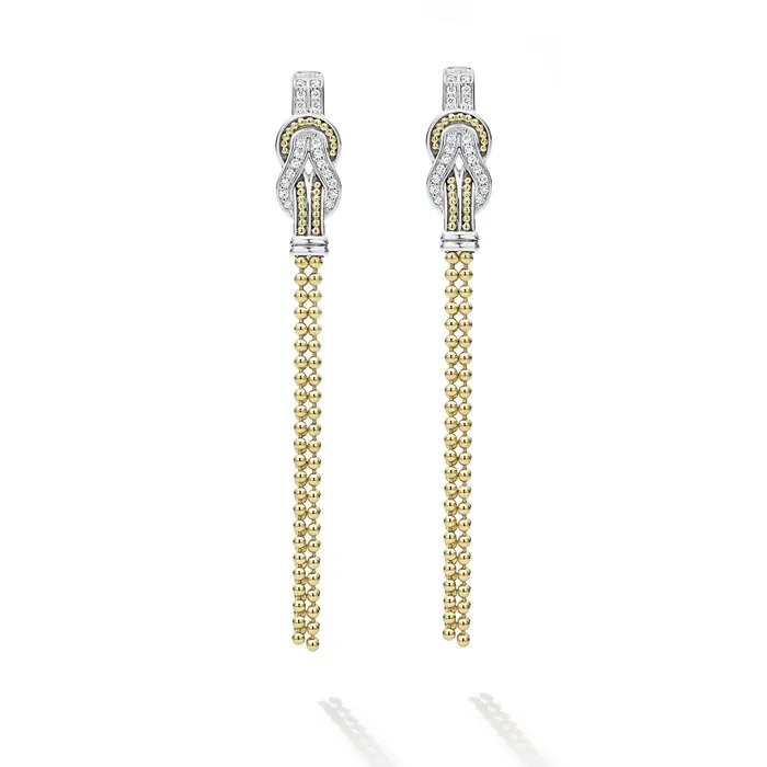 LAGOS Newport TwoTone Knot Diamond Tassel Earring Earrings