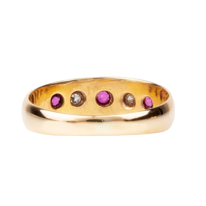 Late 19th Century Ruby and Diamond Ring Bell Bird Antiques Rings