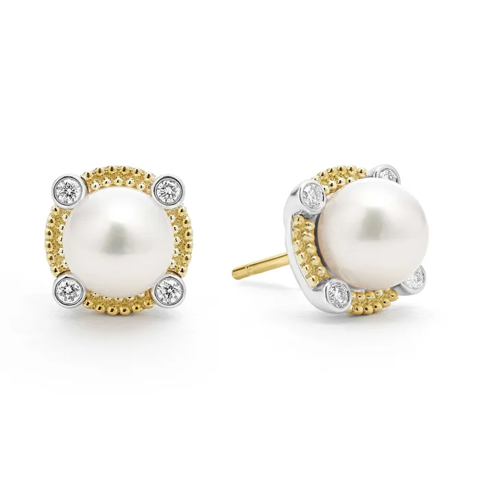 Luna Pearl Diamond Stud Earrings LAGOS Earrings