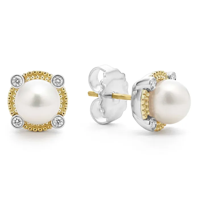Luna Pearl Diamond Stud Earrings LAGOS Earrings